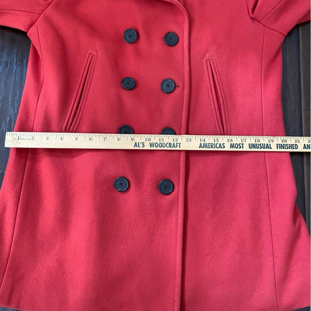 J. Crew Women’s Double Breasted Wool Blended Red Pea Coat L - Picture 11 of 13